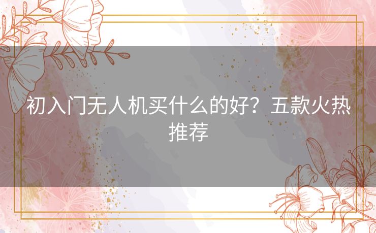 初入门无人机买什么的好？五款火热推荐