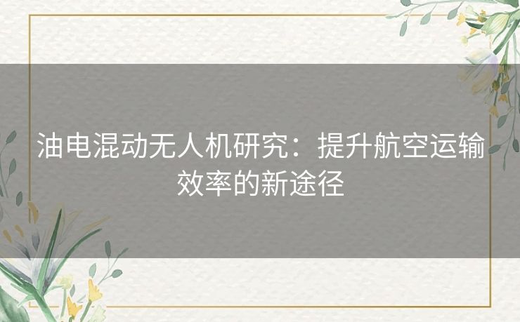 油电混动无人机研究：提升航空运输效率的新途径