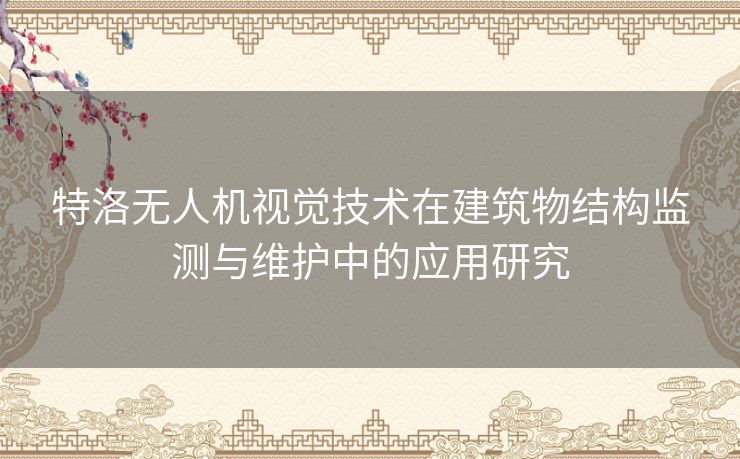 特洛无人机视觉技术在建筑物结构监测与维护中的应用研究