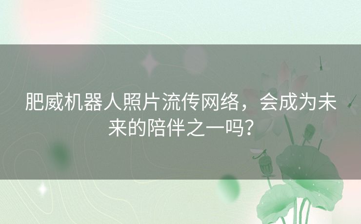 肥威机器人照片流传网络，会成为未来的陪伴之一吗？