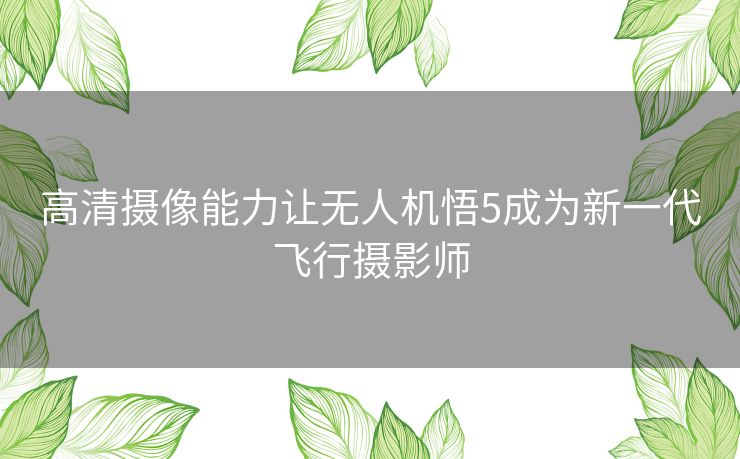 高清摄像能力让无人机悟5成为新一代飞行摄影师