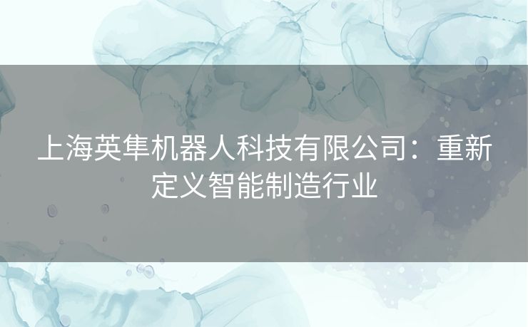 上海英隼机器人科技有限公司：重新定义智能制造行业