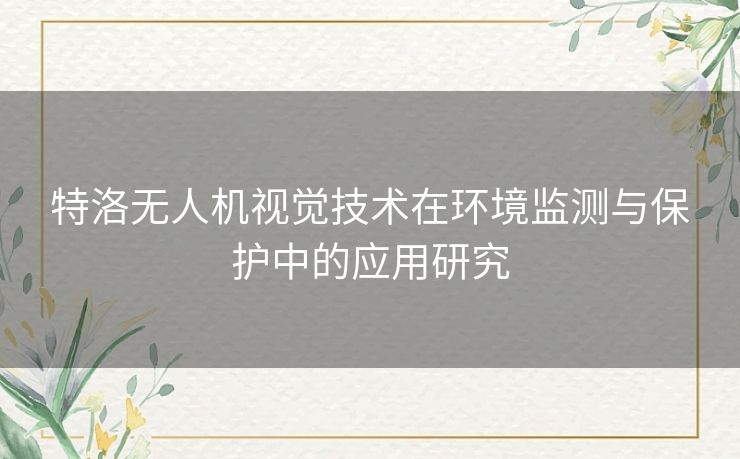 特洛无人机视觉技术在环境监测与保护中的应用研究