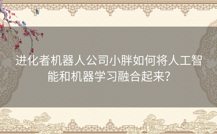 进化者机器人公司小胖如何将人工智能和机器学习融合起来？