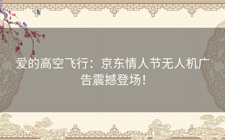 爱的高空飞行：京东情人节无人机广告震撼登场！