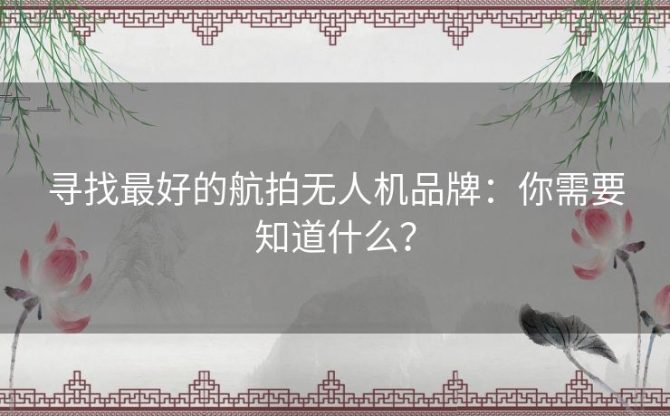 寻找最好的航拍无人机品牌：你需要知道什么？