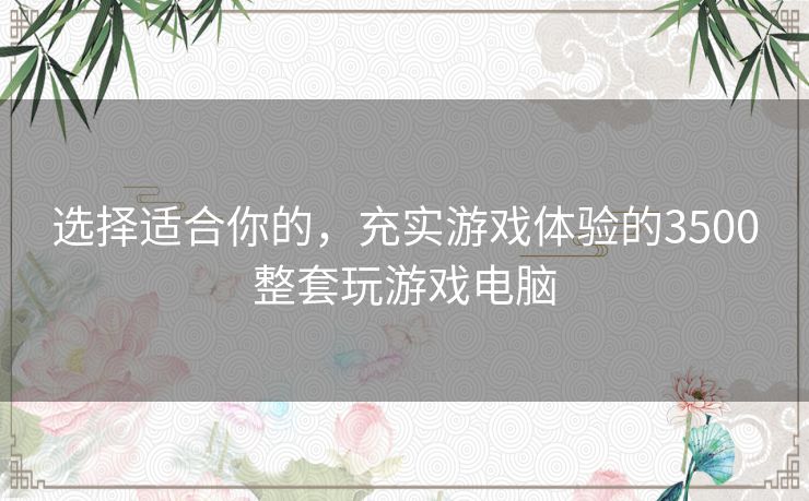 选择适合你的，充实游戏体验的3500整套玩游戏电脑