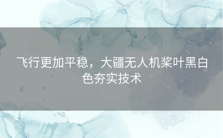 飞行更加平稳，大疆无人机桨叶黑白色夯实技术