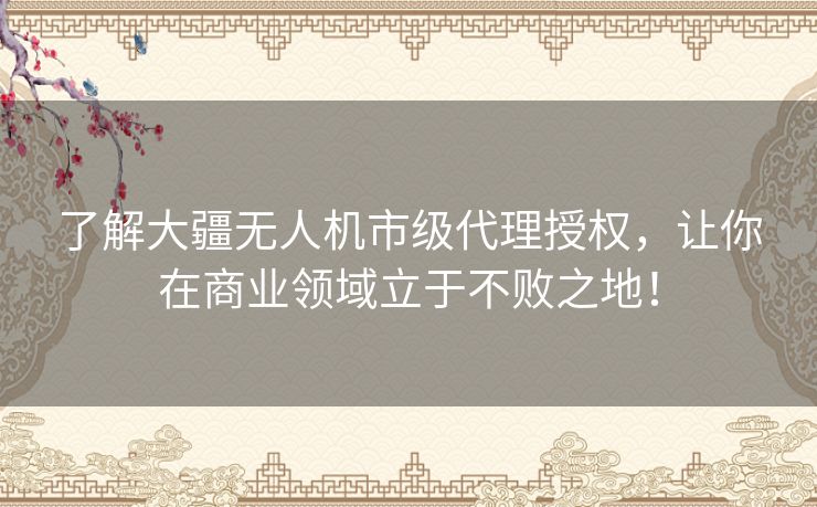 了解大疆无人机市级代理授权，让你在商业领域立于不败之地！