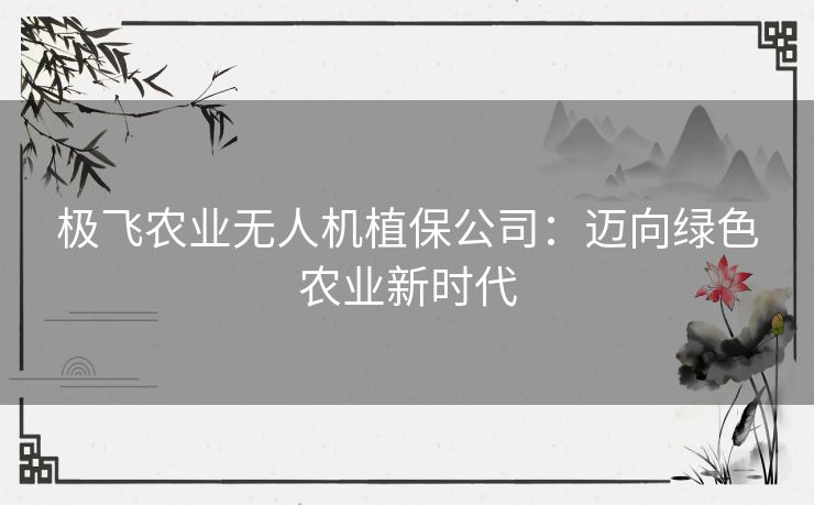 极飞农业无人机植保公司：迈向绿色农业新时代