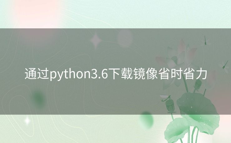 通过python3.6下载镜像省时省力