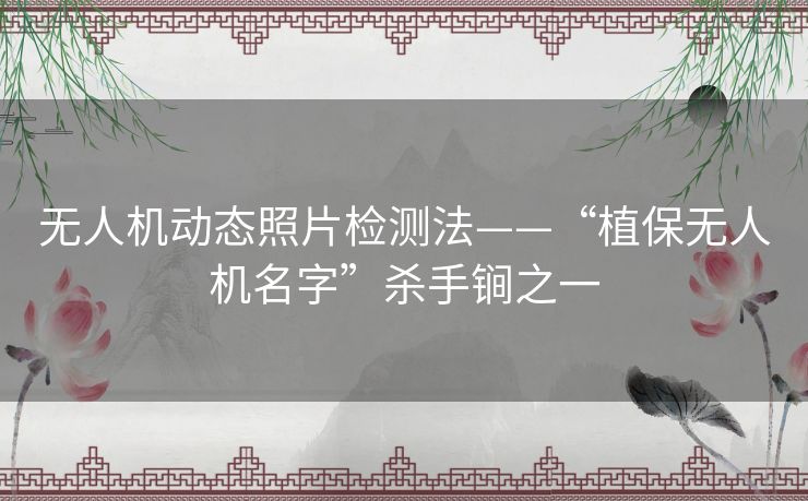 无人机动态照片检测法——“植保无人机名字”杀手锏之一