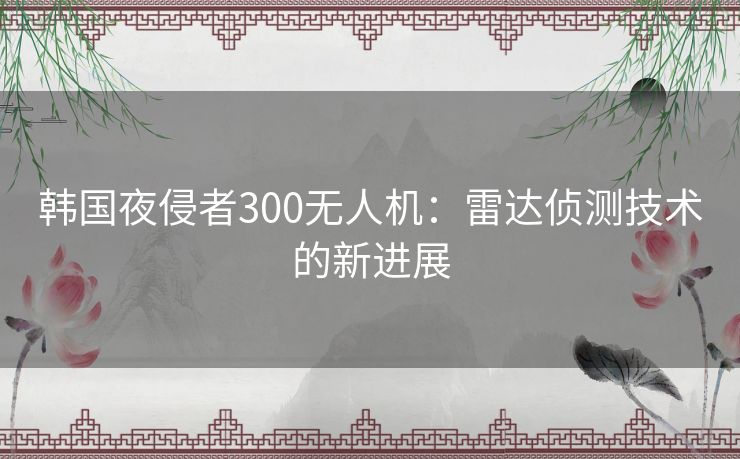 韩国夜侵者300无人机：雷达侦测技术的新进展