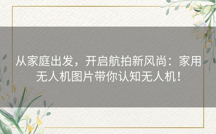 从家庭出发，开启航拍新风尚：家用无人机图片带你认知无人机！