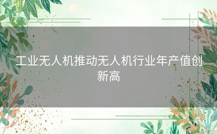 工业无人机推动无人机行业年产值创新高