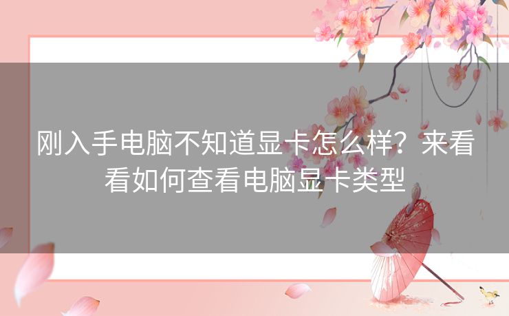 刚入手电脑不知道显卡怎么样？来看看如何查看电脑显卡类型