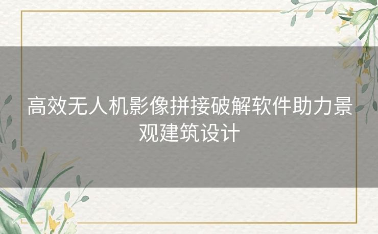 高效无人机影像拼接破解软件助力景观建筑设计