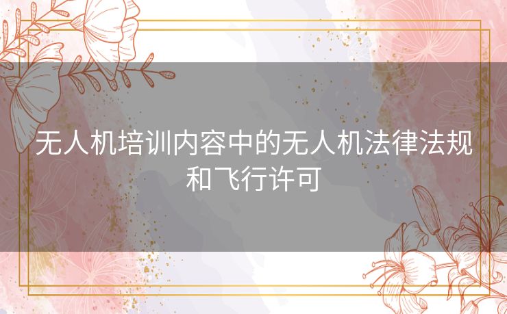 无人机培训内容中的无人机法律法规和飞行许可