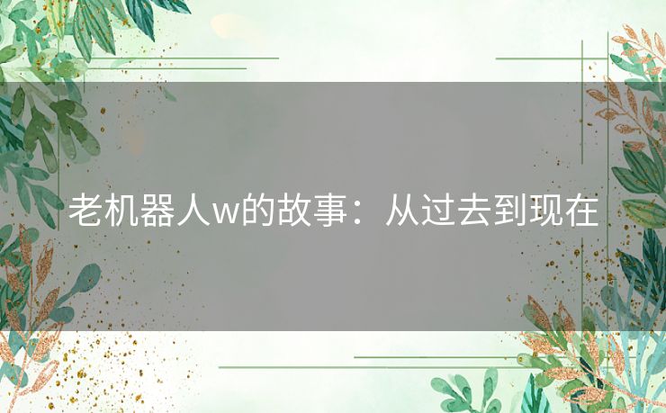 老机器人w的故事：从过去到现在