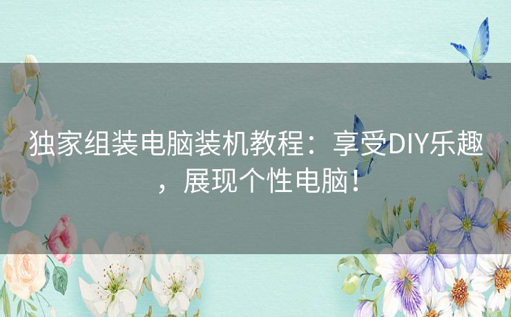 独家组装电脑装机教程：享受DIY乐趣，展现个性电脑！