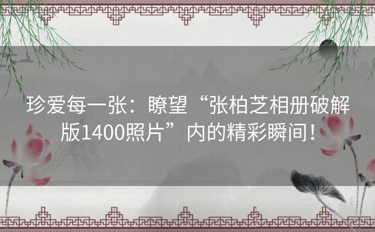 珍爱每一张：瞭望“张柏芝相册破解版1400照片”内的精彩瞬间！