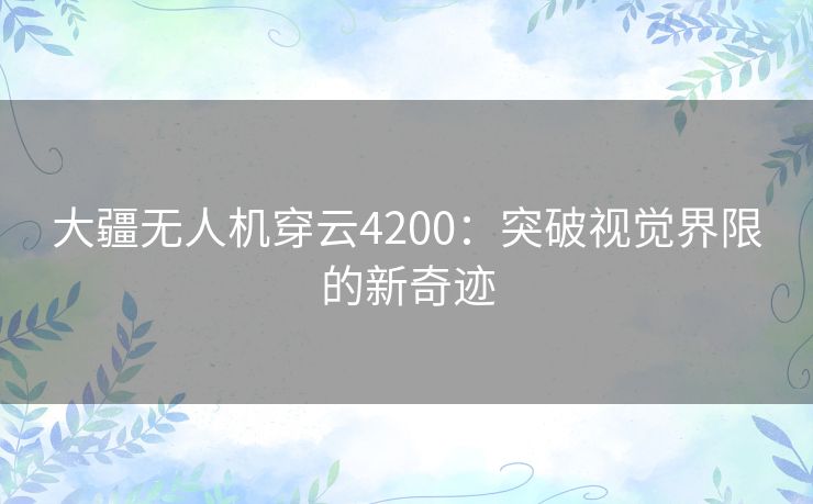 大疆无人机穿云4200：突破视觉界限的新奇迹