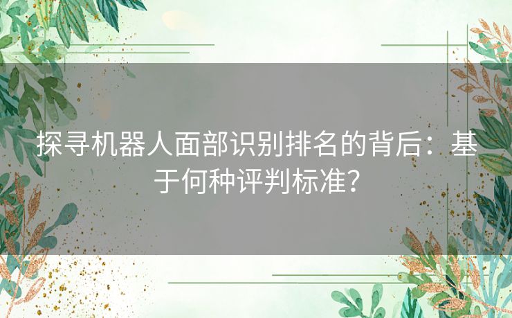 探寻机器人面部识别排名的背后：基于何种评判标准？