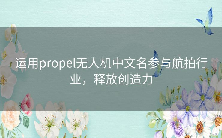 运用propel无人机中文名参与航拍行业，释放创造力