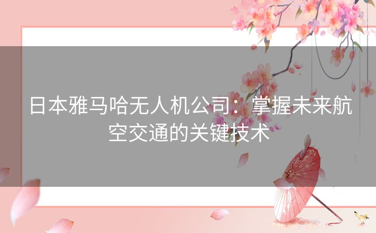 日本雅马哈无人机公司：掌握未来航空交通的关键技术