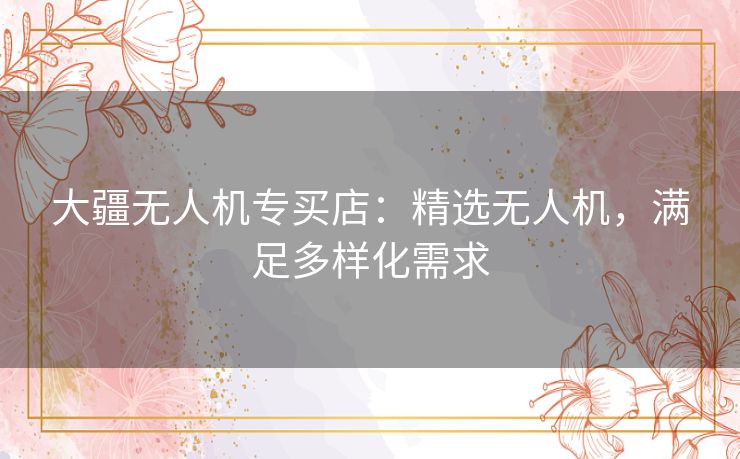 大疆无人机专买店：精选无人机，满足多样化需求