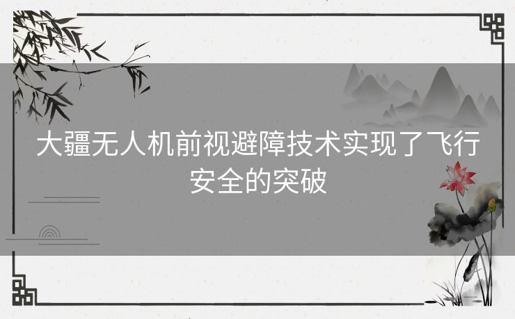 大疆无人机前视避障技术实现了飞行安全的突破