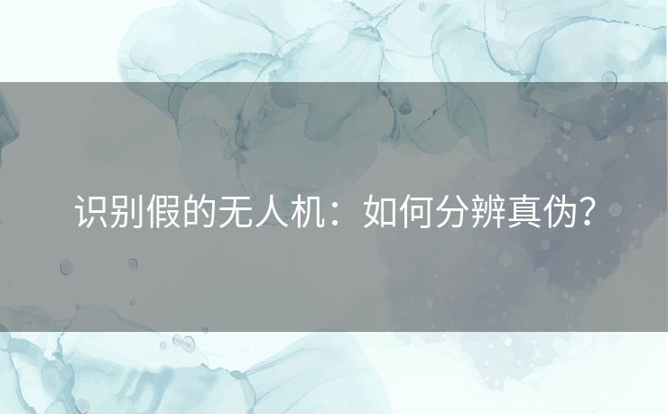 识别假的无人机：如何分辨真伪？