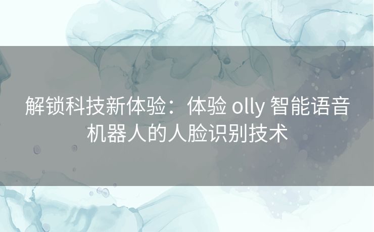 解锁科技新体验：体验 olly 智能语音机器人的人脸识别技术