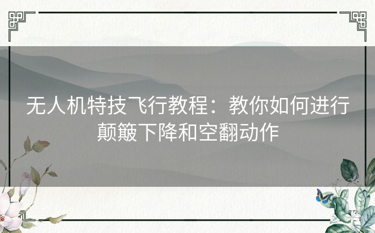 无人机特技飞行教程：教你如何进行颠簸下降和空翻动作