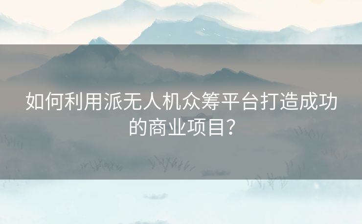 如何利用派无人机众筹平台打造成功的商业项目？