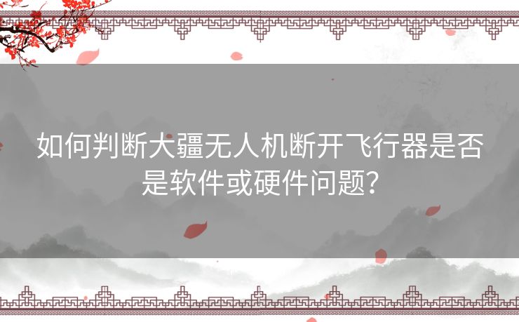 如何判断大疆无人机断开飞行器是否是软件或硬件问题？