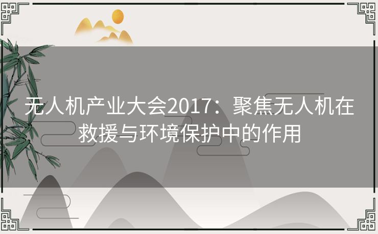 无人机产业大会2017：聚焦无人机在救援与环境保护中的作用