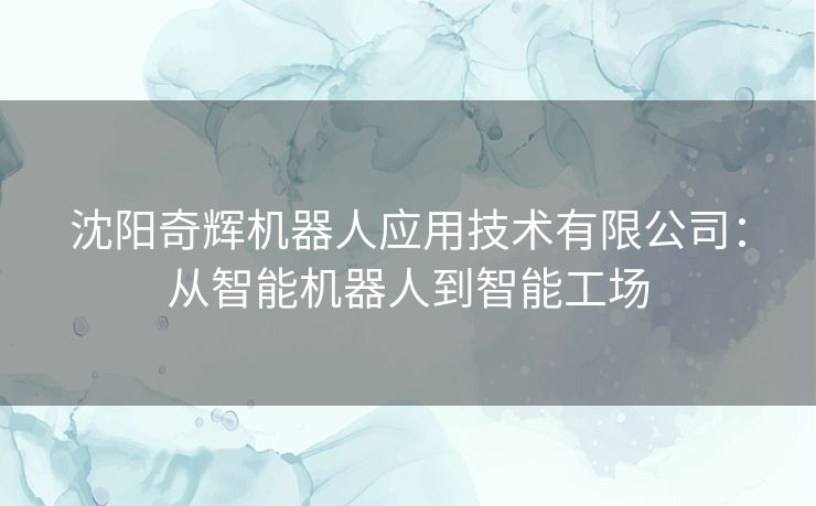 沈阳奇辉机器人应用技术有限公司：从智能机器人到智能工场