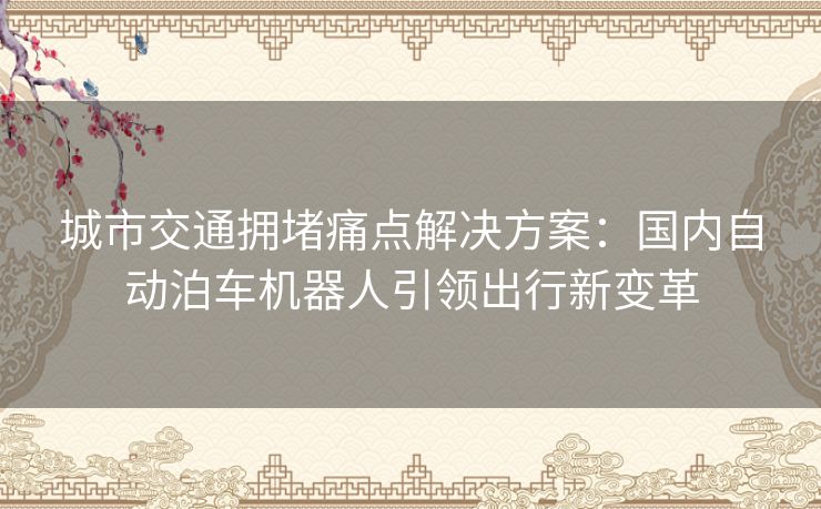 城市交通拥堵痛点解决方案：国内自动泊车机器人引领出行新变革