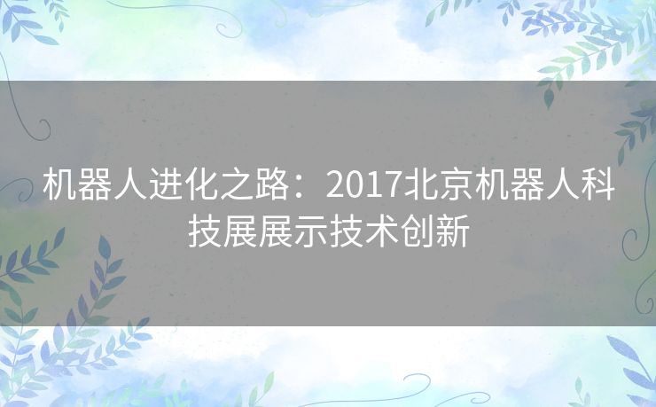 机器人进化之路：2017北京机器人科技展展示技术创新