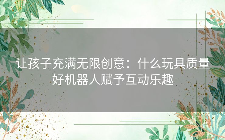 让孩子充满无限创意：什么玩具质量好机器人赋予互动乐趣