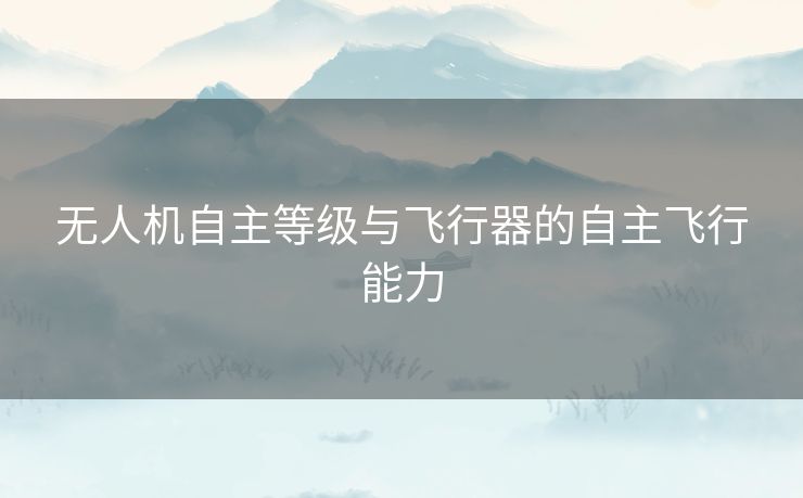 无人机自主等级与飞行器的自主飞行能力