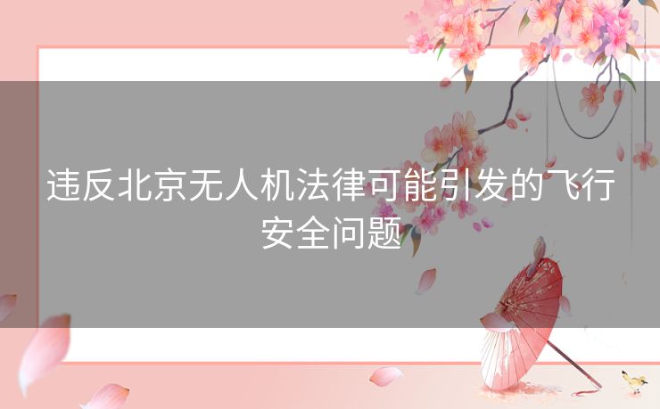 违反北京无人机法律可能引发的飞行安全问题