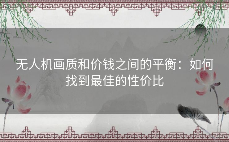 无人机画质和价钱之间的平衡：如何找到最佳的性价比