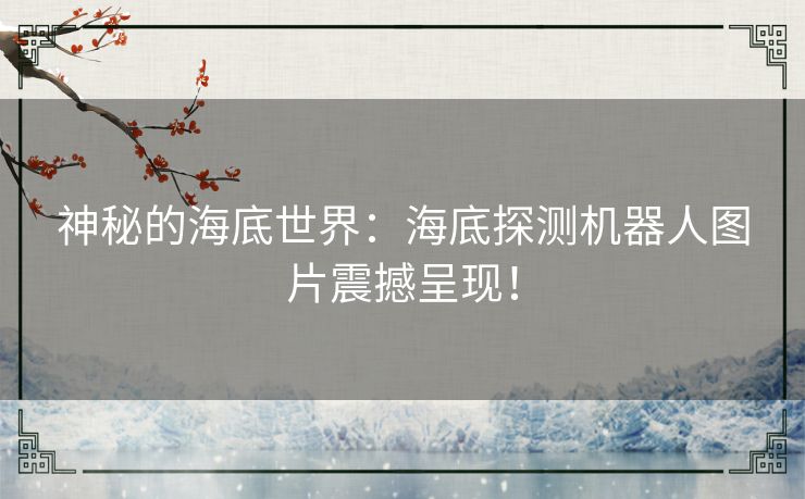 神秘的海底世界：海底探测机器人图片震撼呈现！