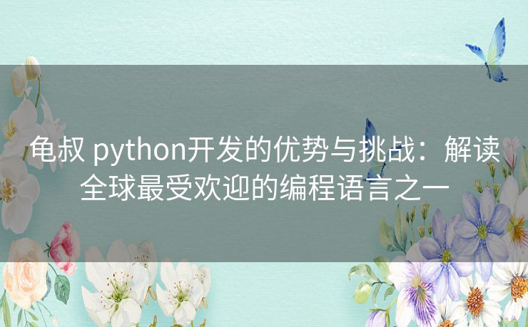 龟叔 python开发的优势与挑战：解读全球最受欢迎的编程语言之一