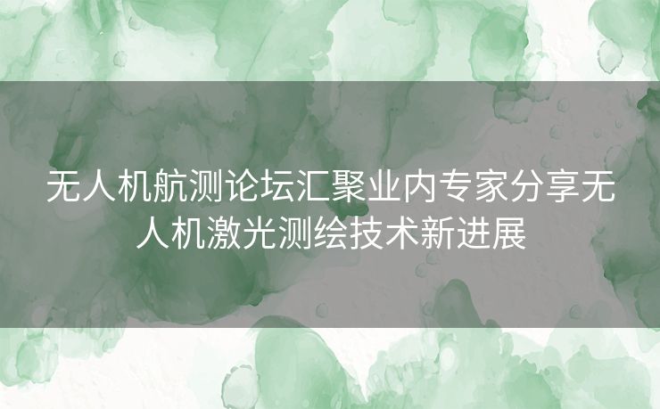 无人机航测论坛汇聚业内专家分享无人机激光测绘技术新进展