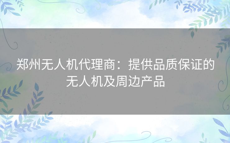 郑州无人机代理商：提供品质保证的无人机及周边产品