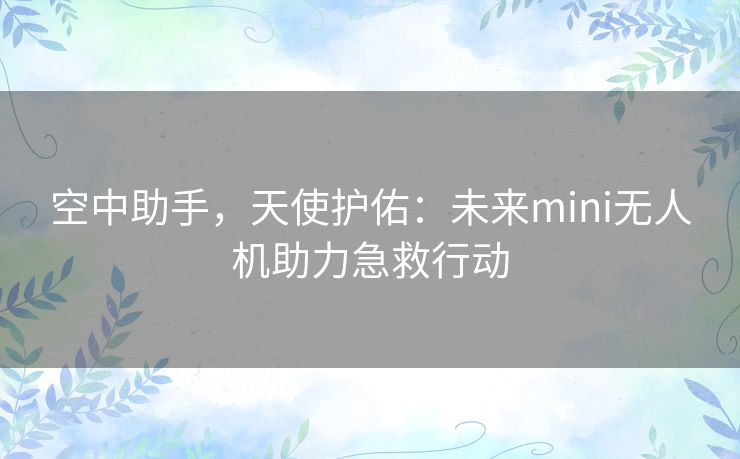 空中助手，天使护佑：未来mini无人机助力急救行动