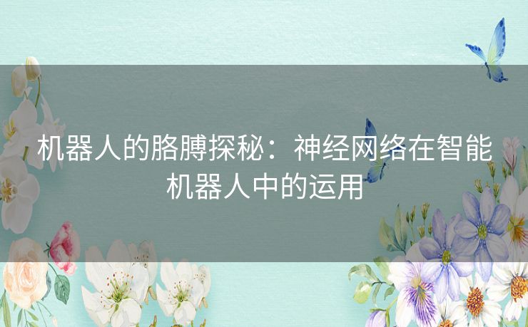 机器人的胳膊探秘：神经网络在智能机器人中的运用